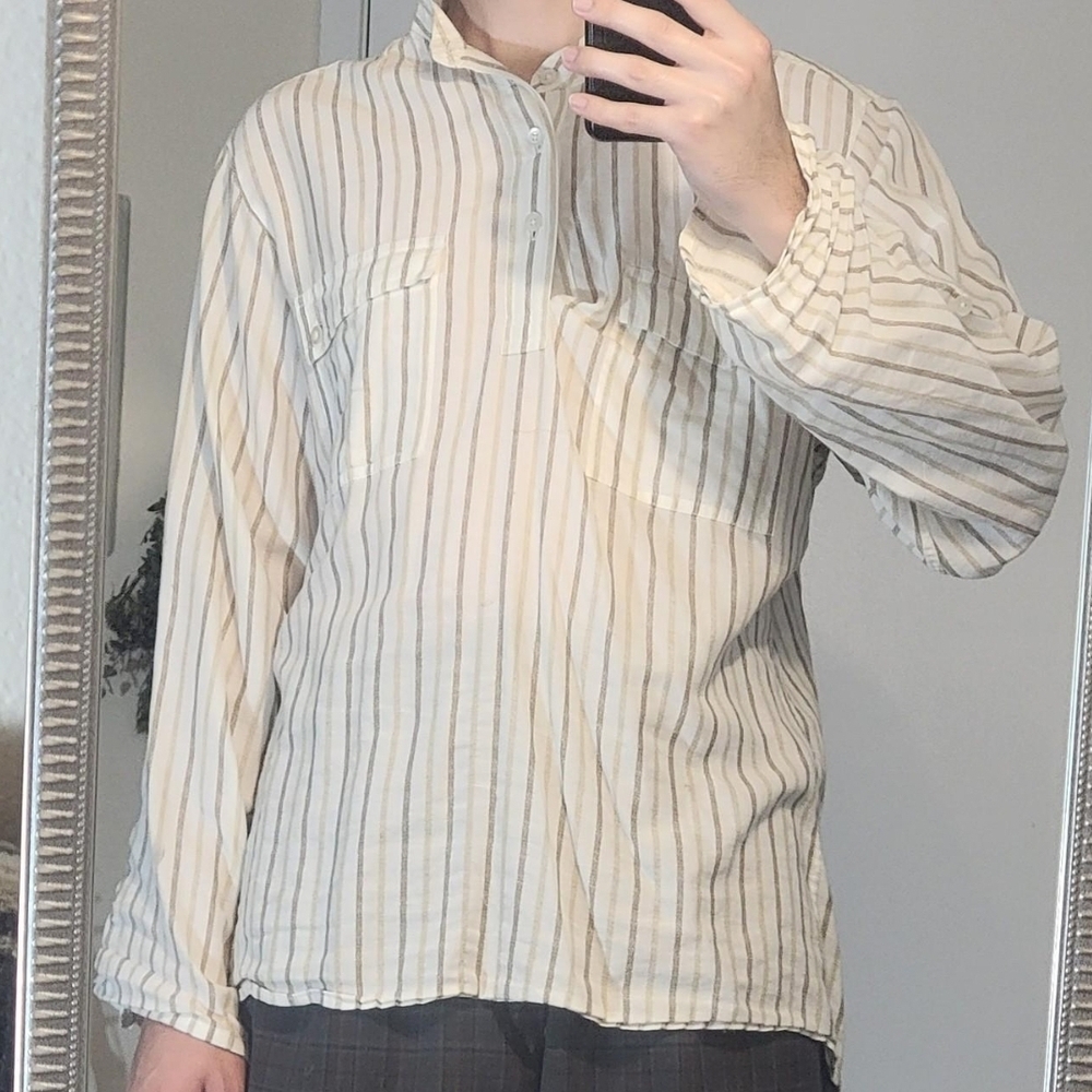 Murano Beige Striped Casual Shirt